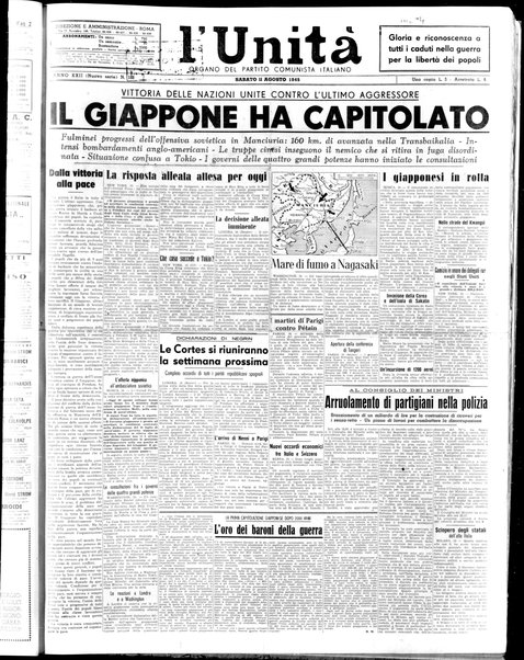 L'Unità : organo centrale del Partito comunista italiano